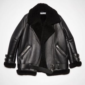 Acne Studios leather shearling jacket in black. In great condition